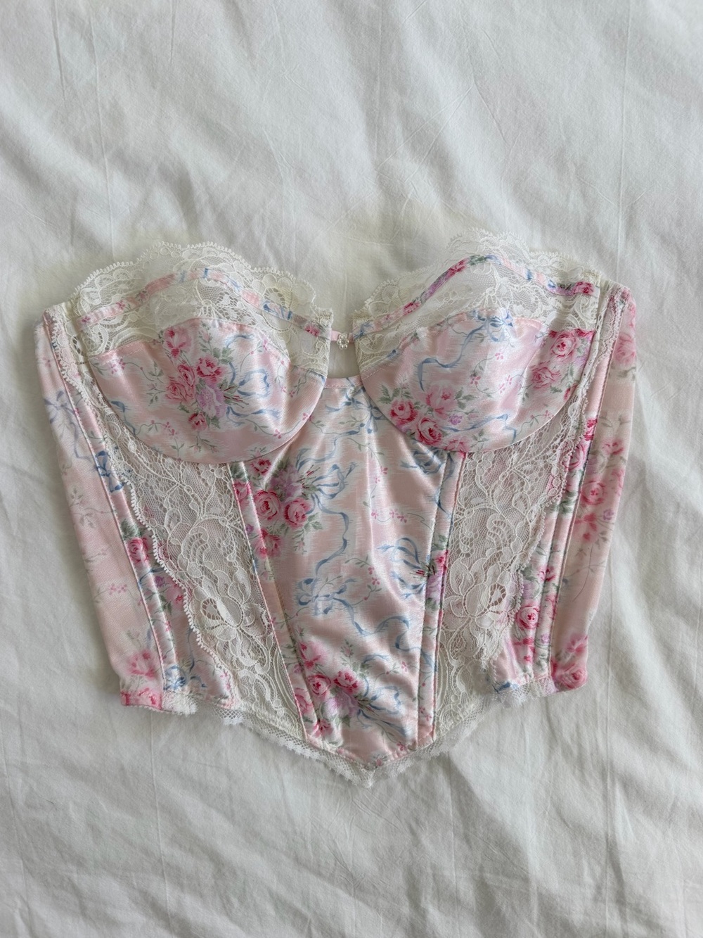 Vintage Christian Dior Floral Lace Bustier Corset Top 36B